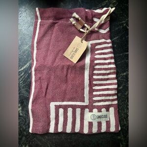 Sand Cloud Maroon and White Striped Towel Bag